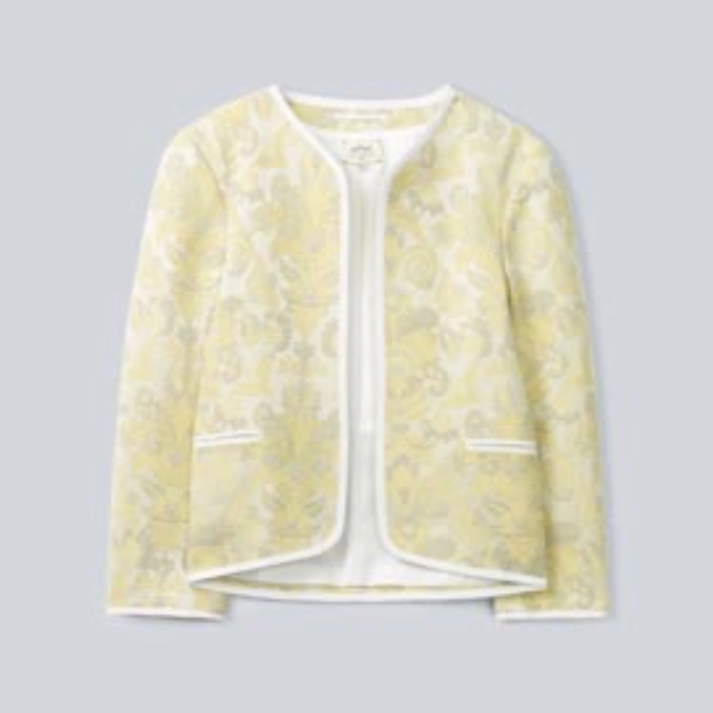 Aritzia Wilfred Blazer Festin Romantic Baroque jacquard floral Butter yellow 2
